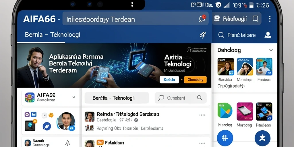 Tampilan antarmuka aplikasi AIFA66 dengan berita teknologi terkini.