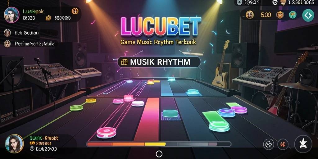 Tampilan antarmuka LUCUBET yang menarik saat bermain Musik Rhythm.