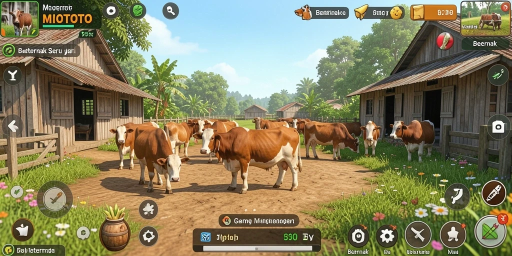 Tampilan antarmuka menarik dari game Beternak MIOTOTO.