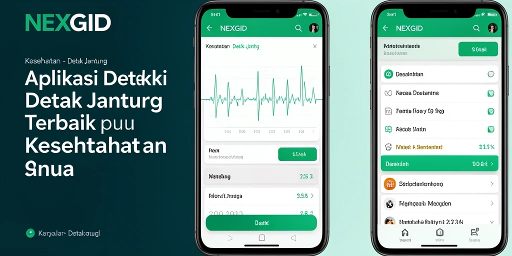 Antarmuka aplikasi NEXGID yang mudah digunakan untuk pemantauan detak jantung.
