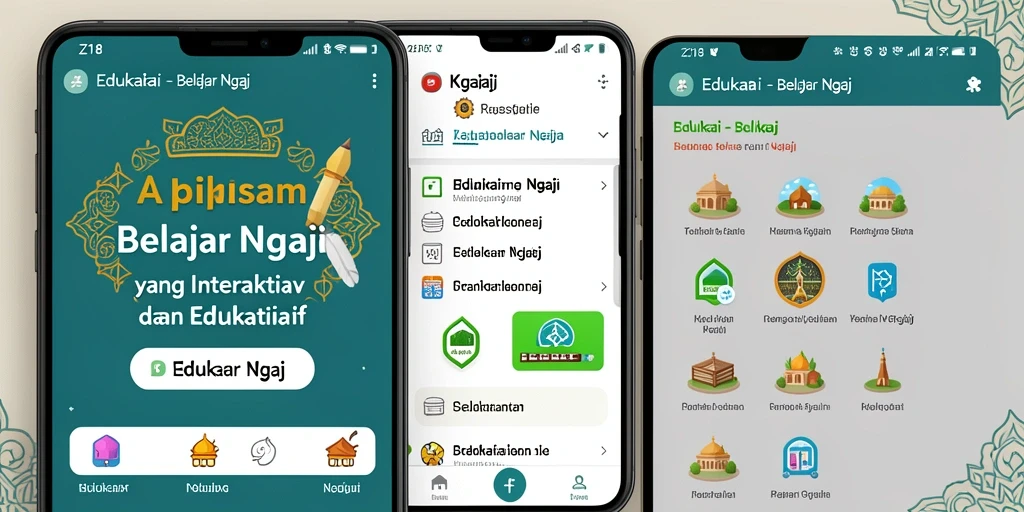 Tampilan antarmuka Z18 yang sederhana dan intuitif untuk Belajar Ngaji.