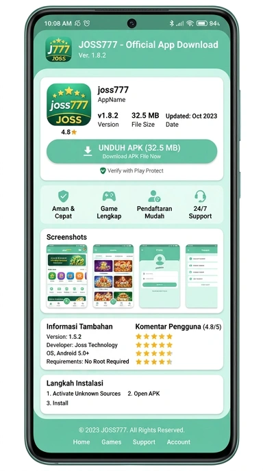Unduh APK joss777 untuk Android dan nikmati kemudahan akses